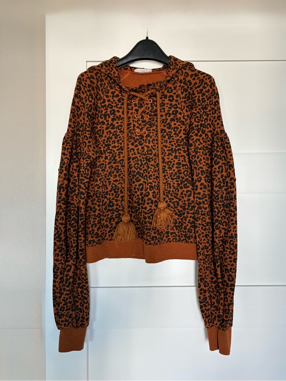 Ulla Johnson S Leopard Print Hoodie Sweatshirt Tassel Drawstring
